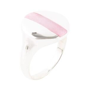 Pink Opal Sterling Silver Signet Ring – Circle Setting